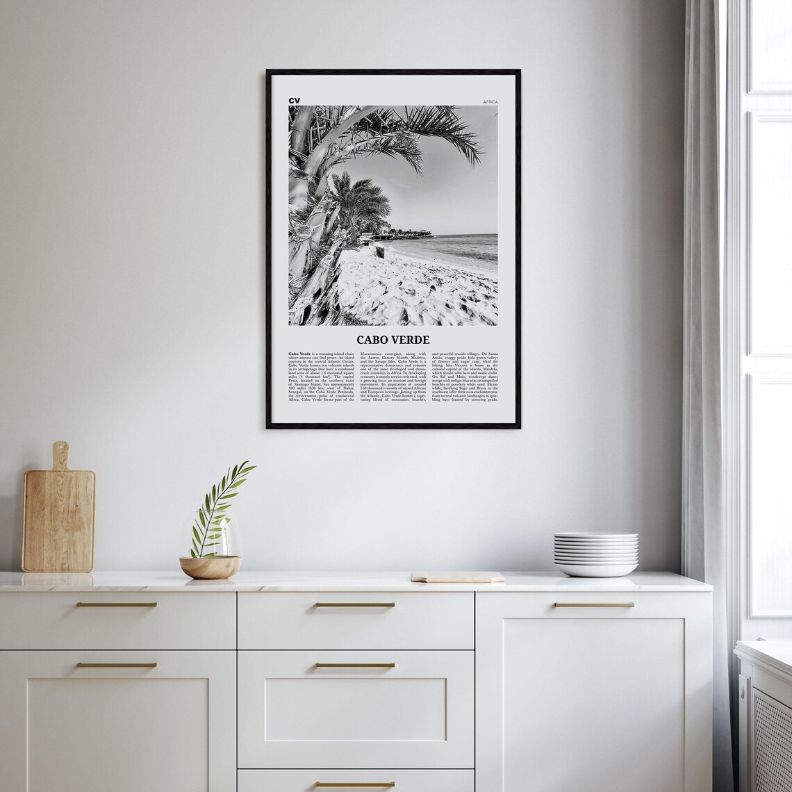 Cabo Verde Black and White Travel Poster, Praia - Image 2