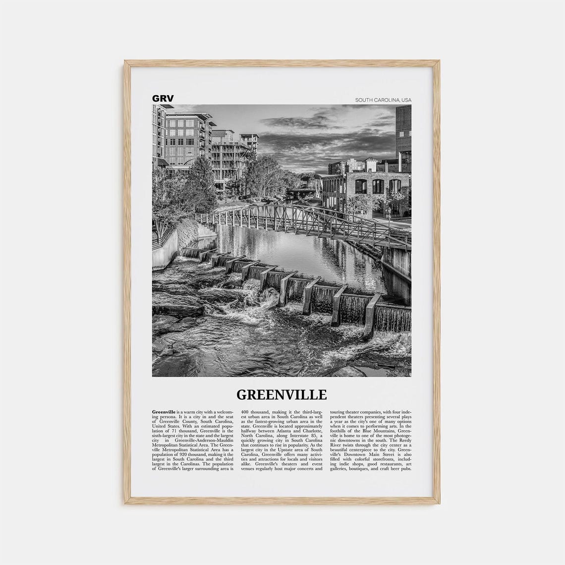 Greenville Print Black And White No 3 Greenville Wall Art Greenville Poster Greenville Photo Greenville Wall Dcor Greenville Map