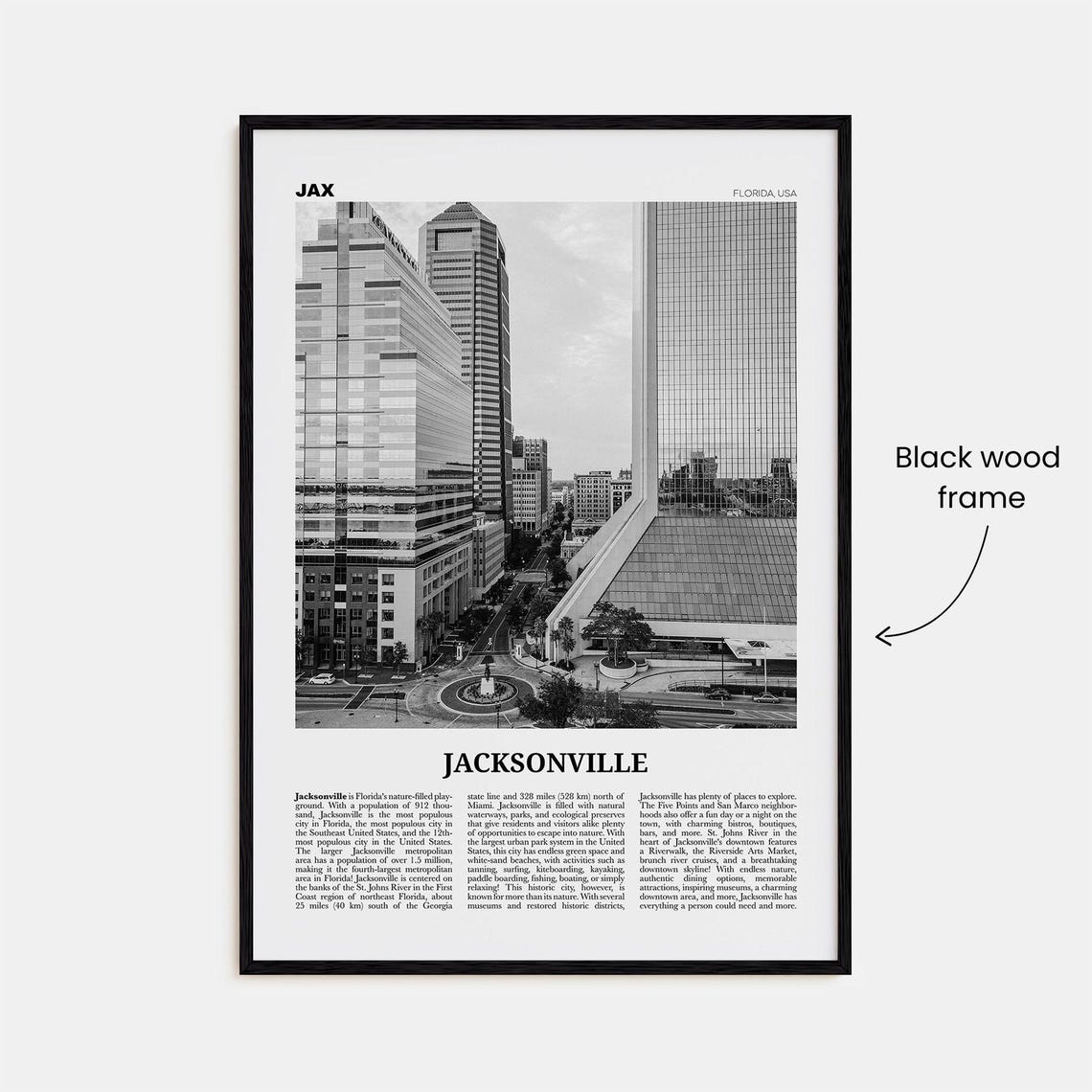 Jacksonville Print Black And White No 2 Jacksonville Wall Art Jacksonville Poster North Carolina Usa United States North America - Image 3