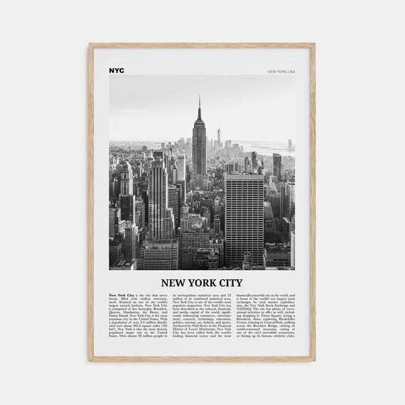 New York City Black And White Travel Poster