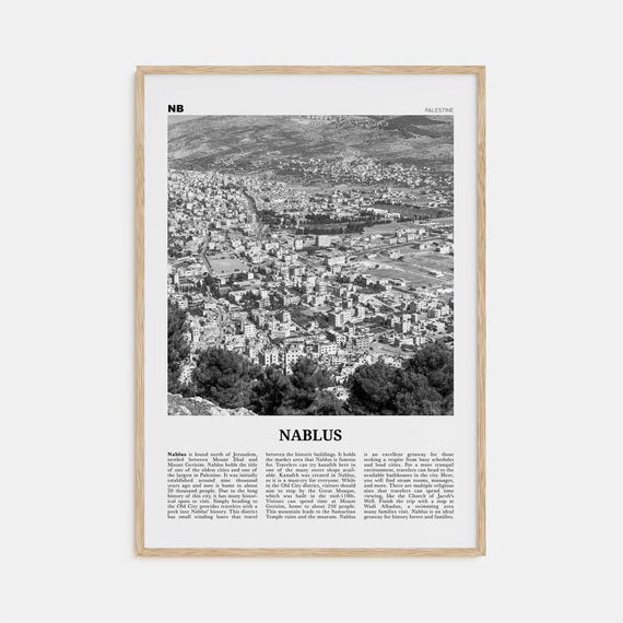 Nablus Map - Black And White