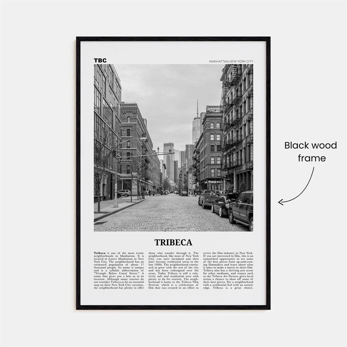 Tribeca Black and White Travel Poster, Manhattan - Image 3