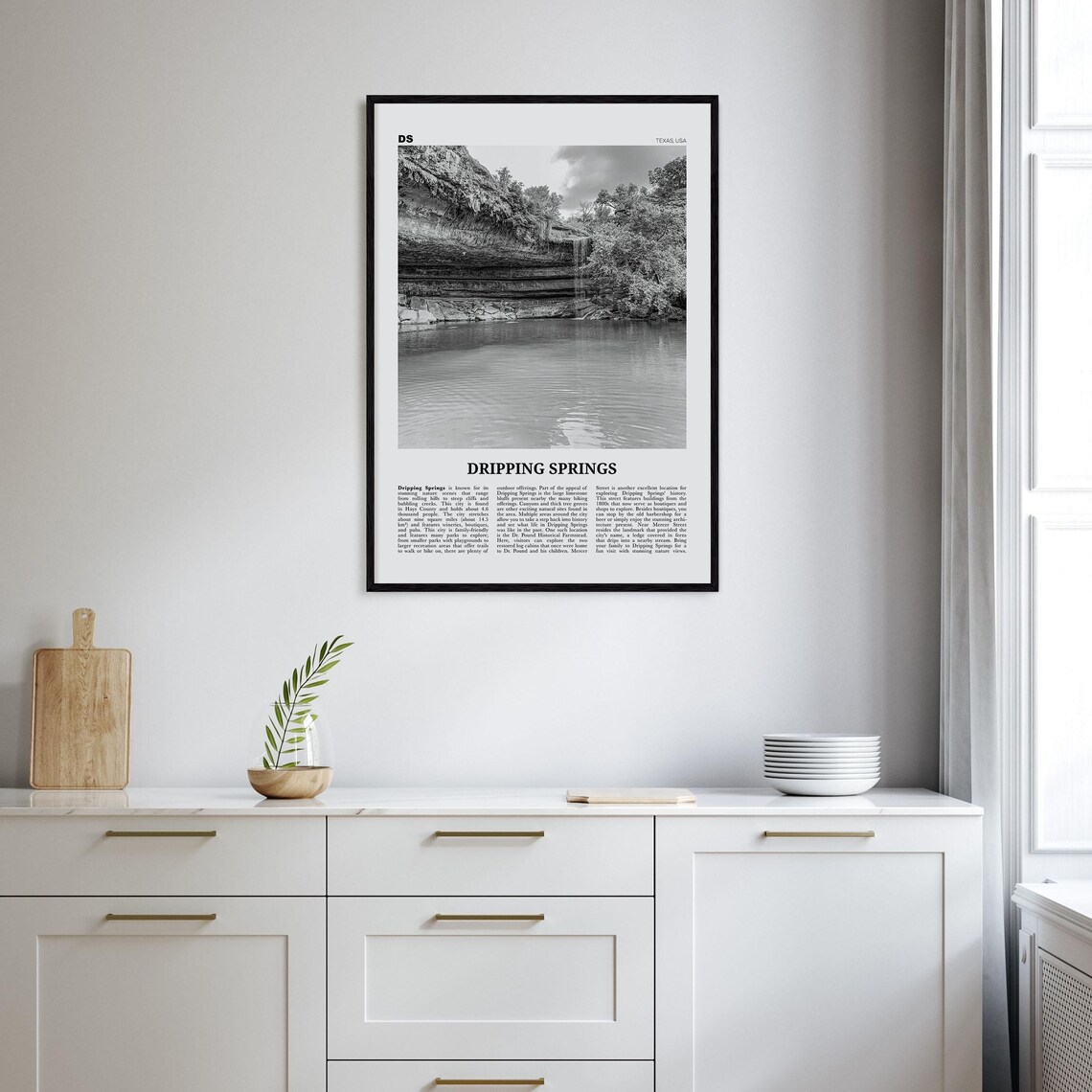 Dripping Springs Black And White Travel Poster - Image 2