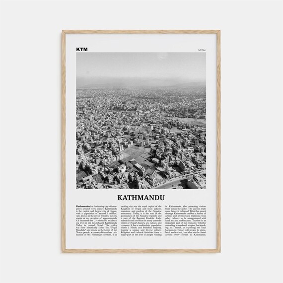 Kathmandu Black And White Travel Poster, Nepal