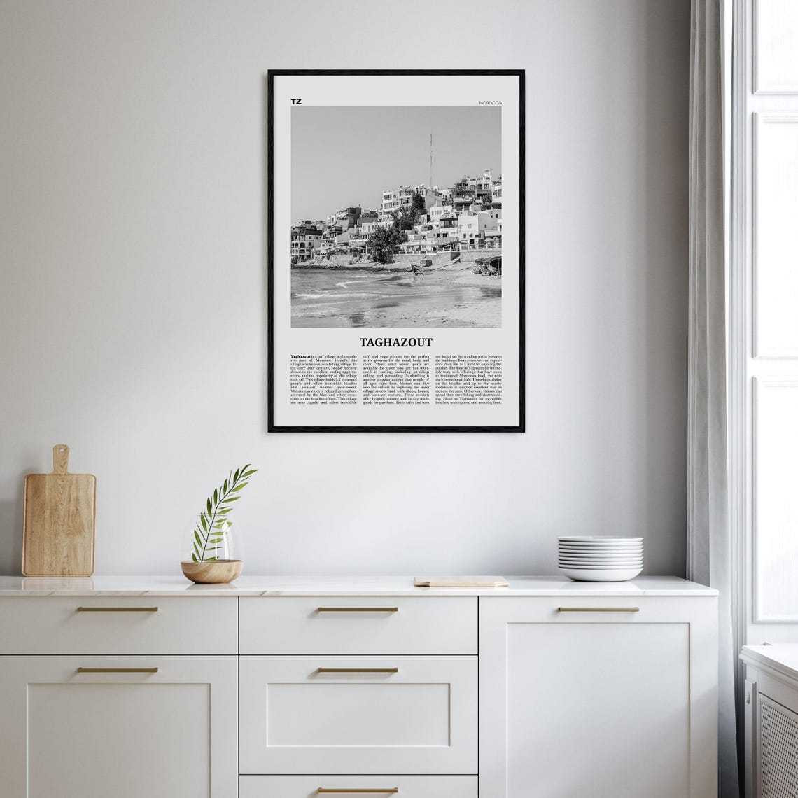 Taghazout Black and White Travel Poster, Morocco - Image 2