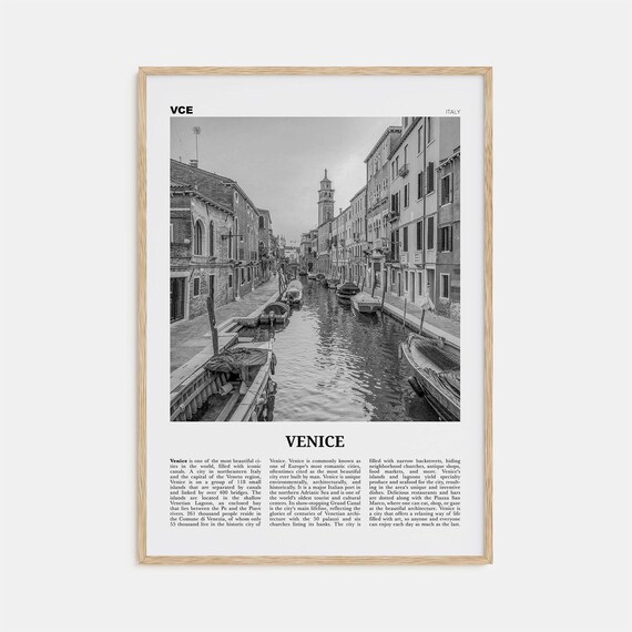 Venice Black and White Travel Poster, Venezia Italy