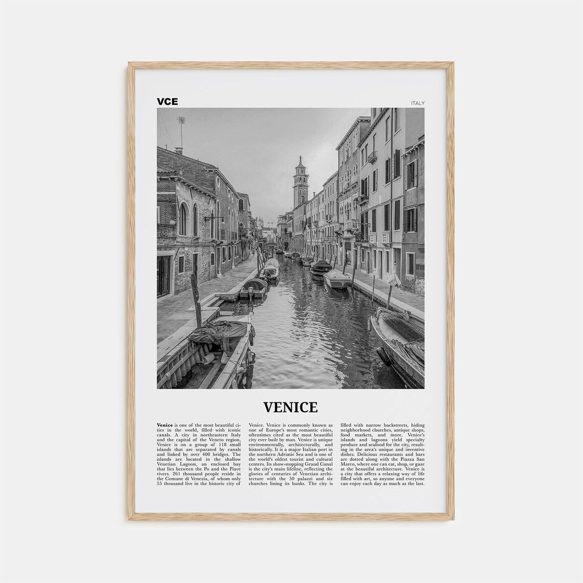 Venice Black and White Travel Poster, Venezia Italy