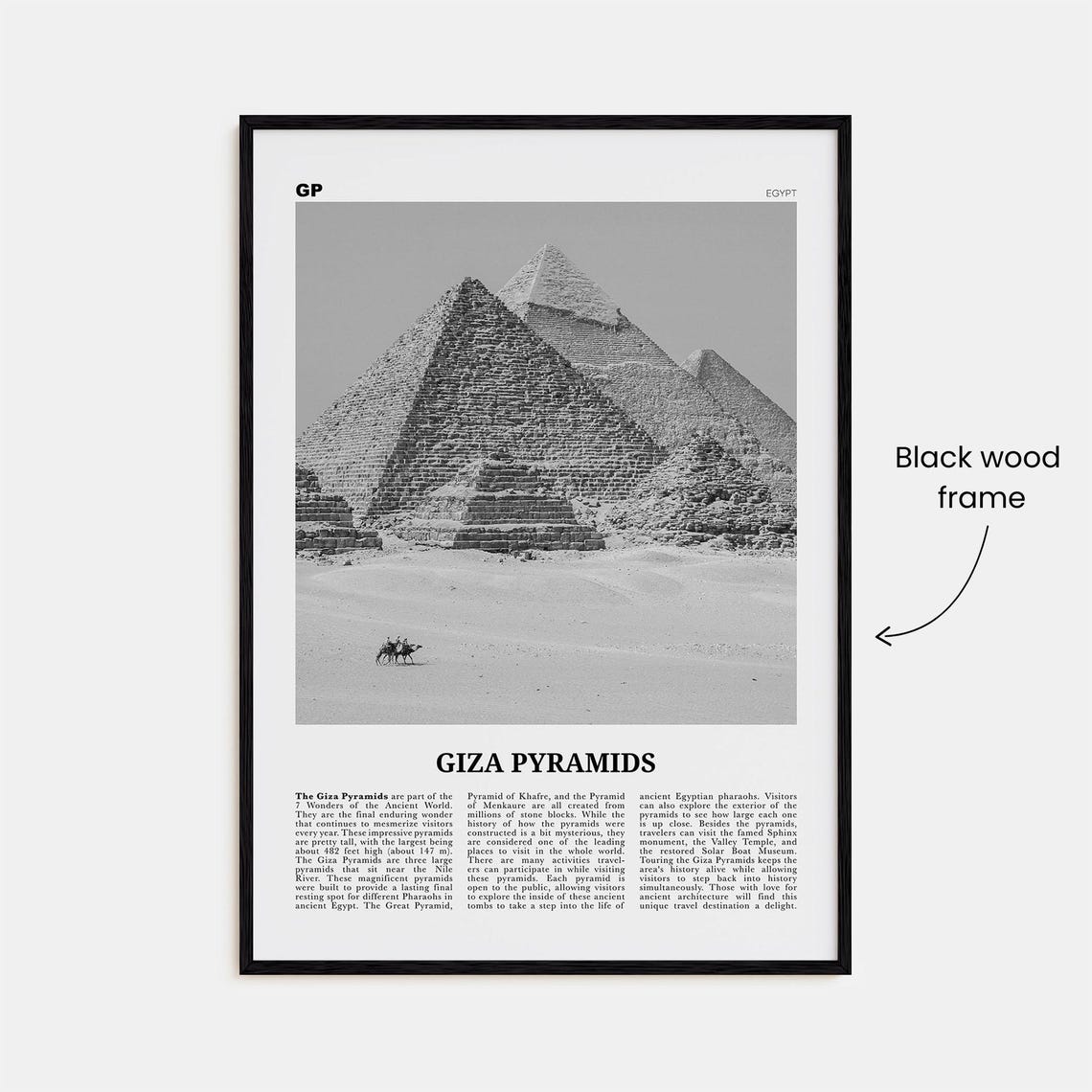 Giza Pyramids Black And White Travel Poster - Image 3