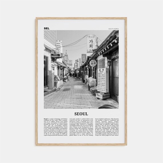 Seoul Black And White Travel Poster, South Korea
