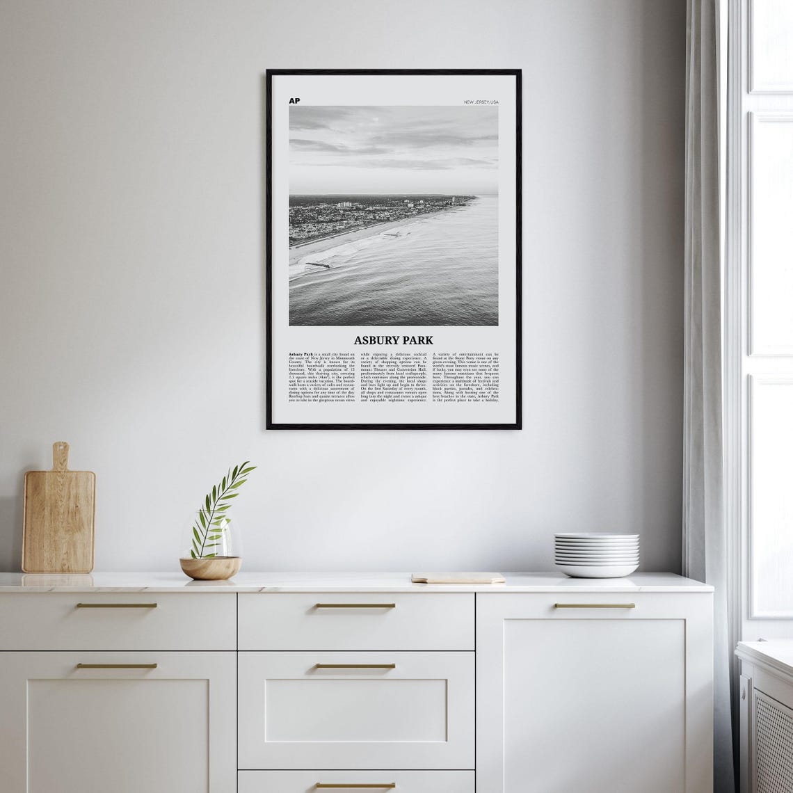 Asbury Park Black and White Travel Poster Print - Image 2