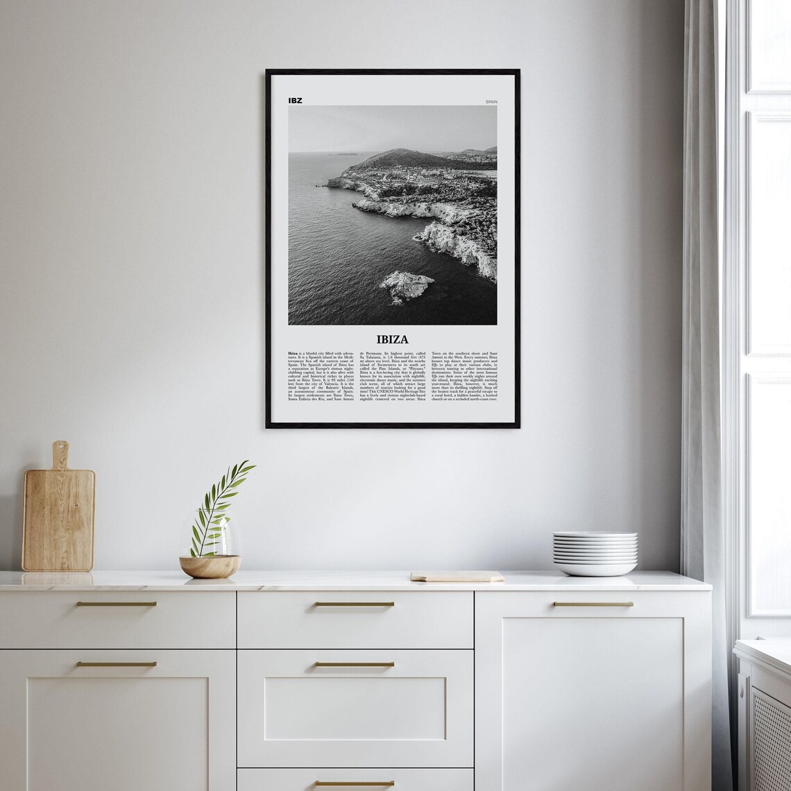 Ibiza Black and White Travel Poster, Balearic Spain - Image 2