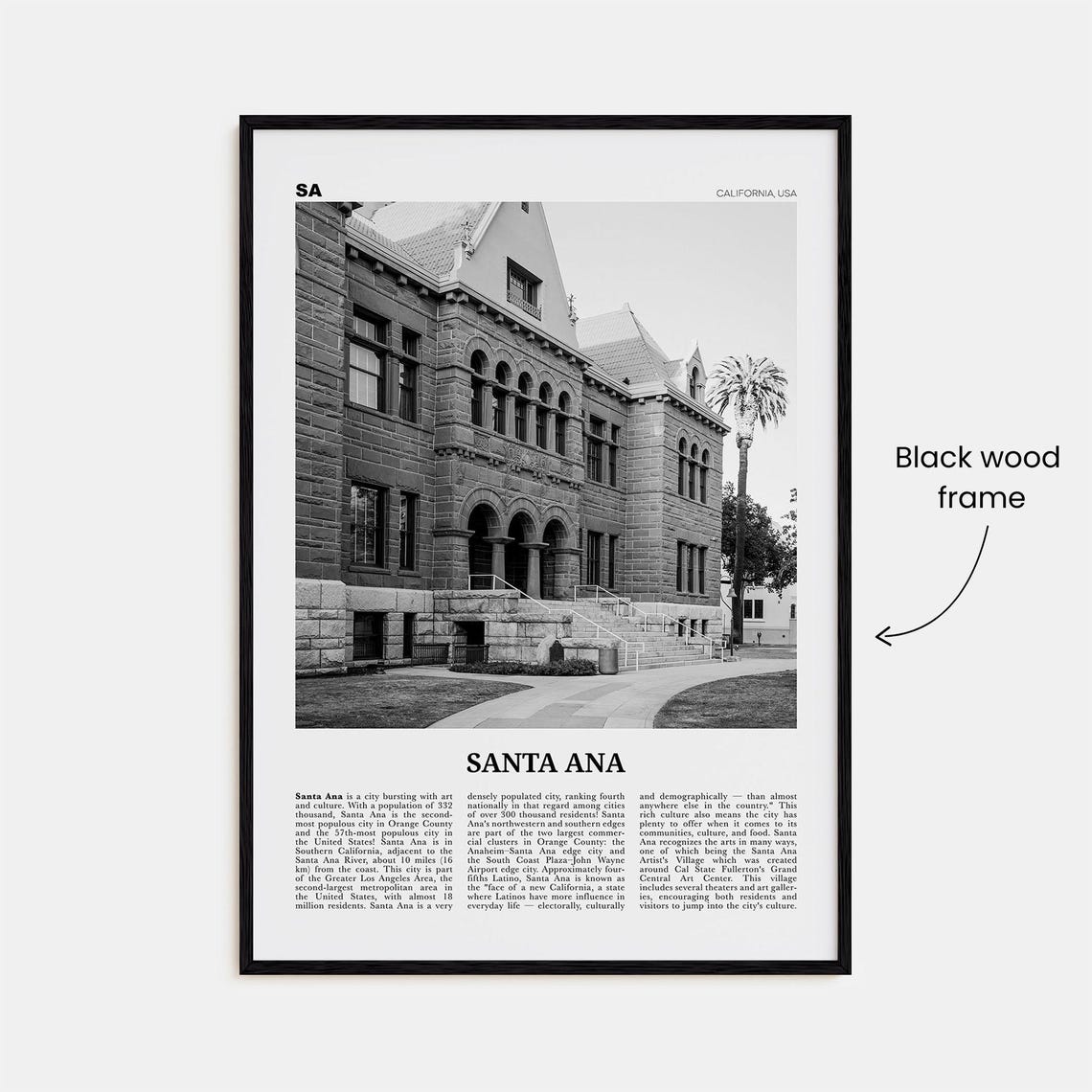 Santa Ana Print Black And White Santa Ana Wall Art Santa Ana Poster Santa Ana Photo California Usa United States North America - Image 3