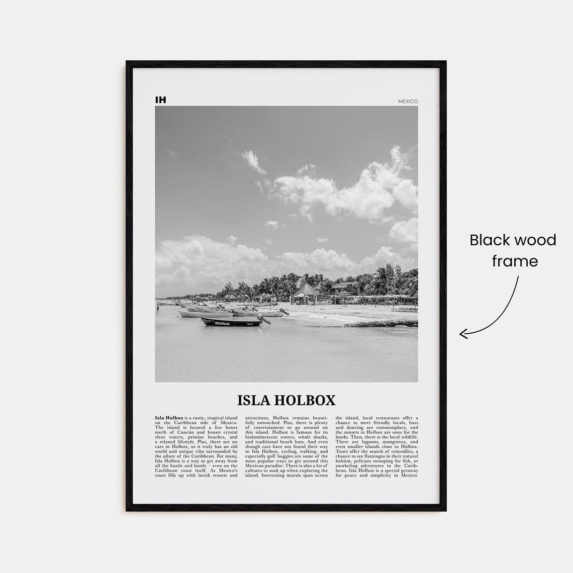 Isla Holbox Black And White Travel Poster - Image 3