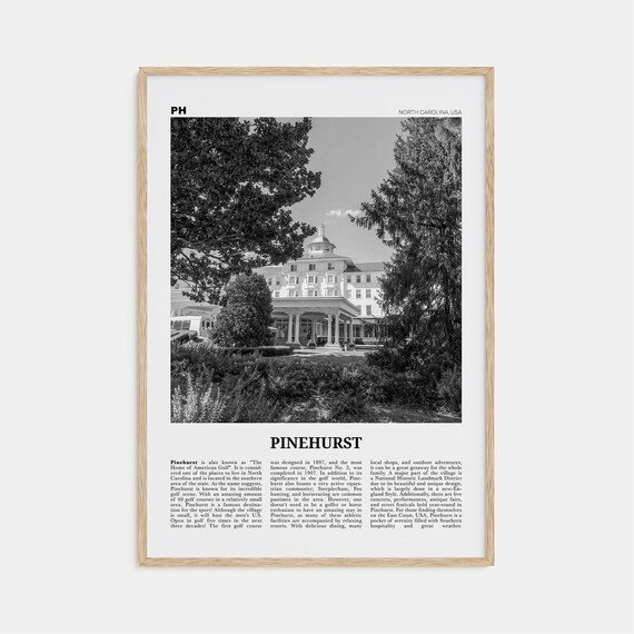 Pinehurst North Carolina Black and White Travel Poster