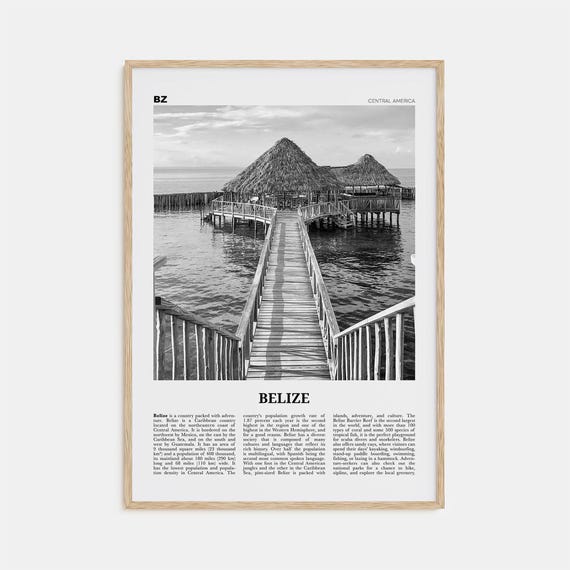 Belize Black And White Travel Poster, Central America