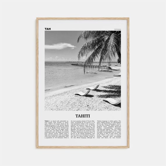 Tahiti Black and White Travel Poster, Oceania