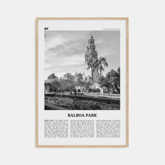 Balboa Park Black And White Travel Poster, San Diego