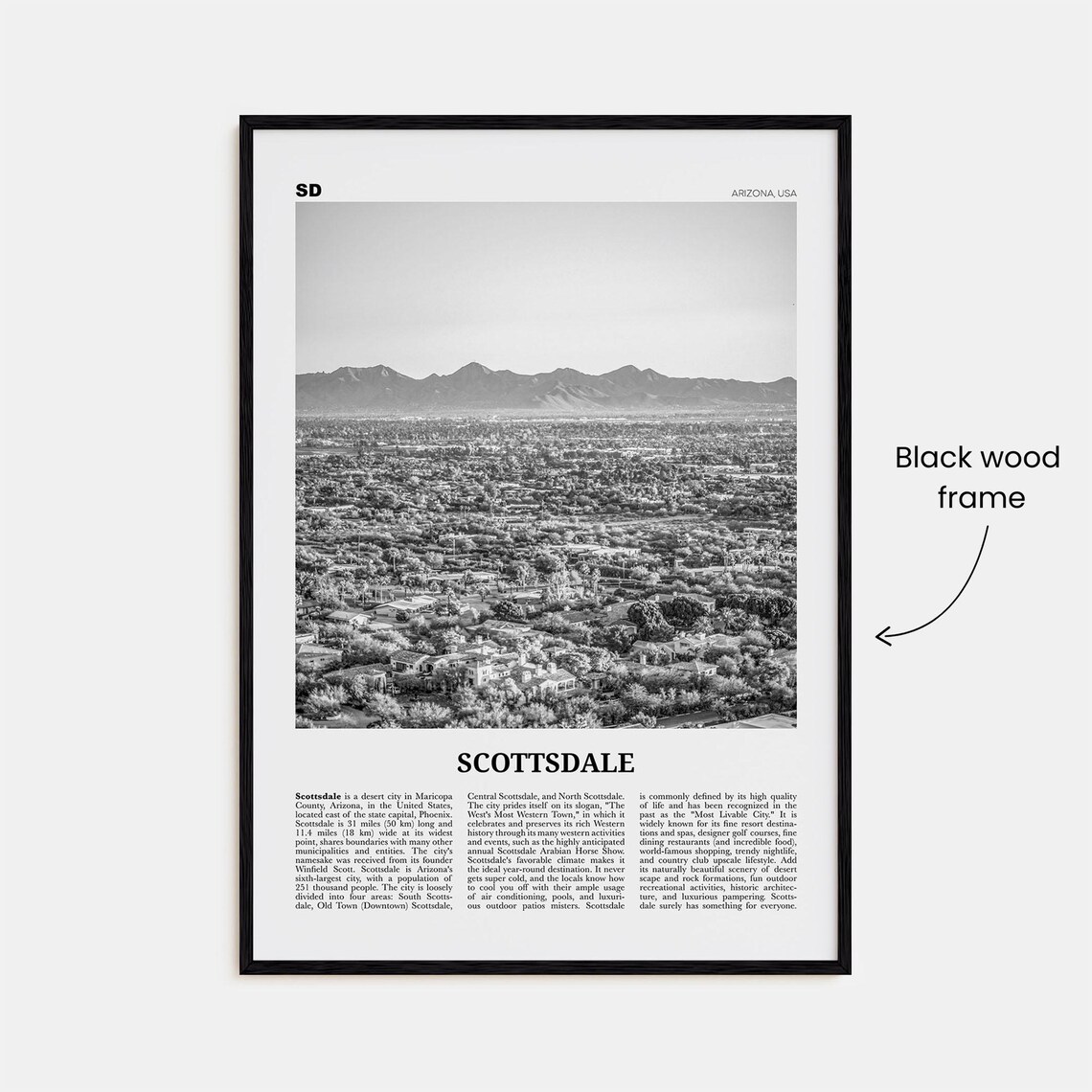 Scottsdale Black and White No. 2 Travel Poster - Image 3