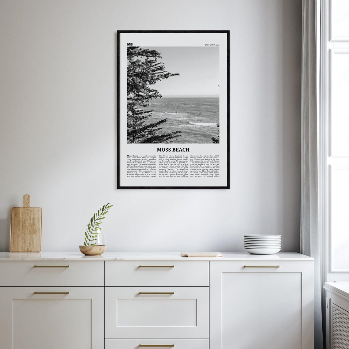 Moss Beach Black and White Travel Poster, California - Image 2