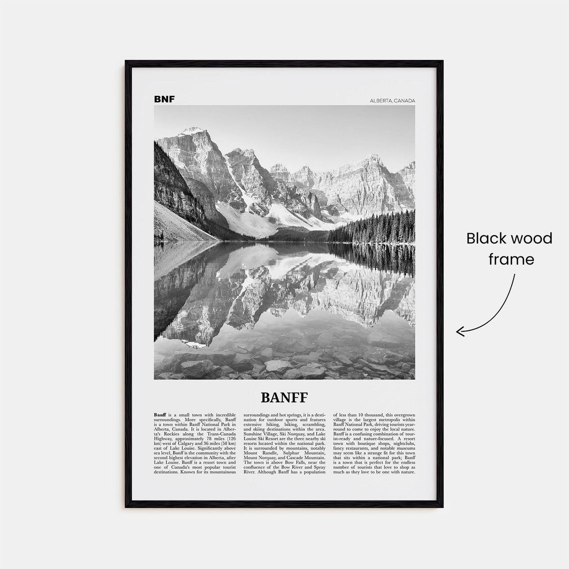 Banff Black and White Travel Poster, Alberta Canada - Image 3