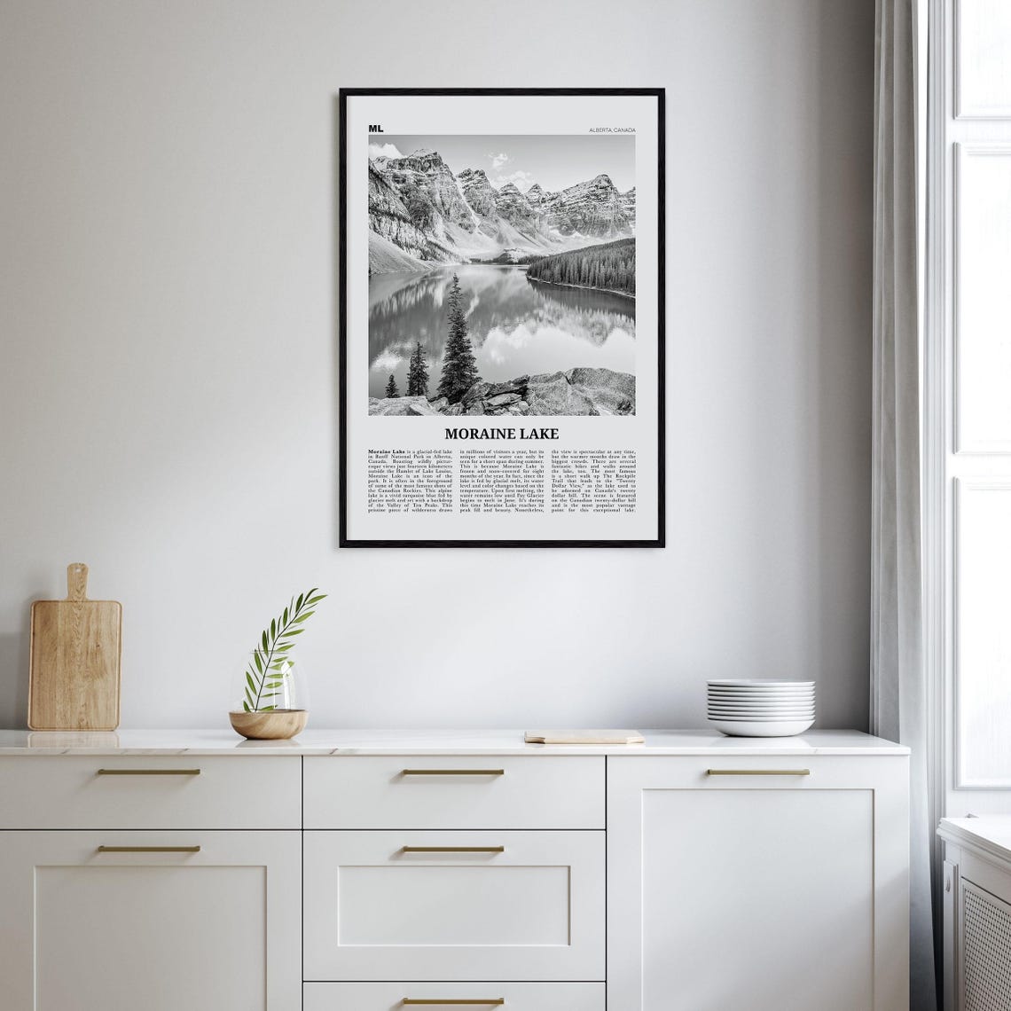 Moraine Lake Print Black And White Moraine Lake Wall Art Moraine Lake Poster Moraine Lake Photo Moraine Lake Wall Dcor Canada - Image 2