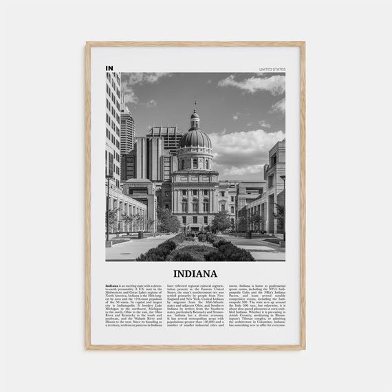 Indiana Black And White No. 2 Travel Poster Print