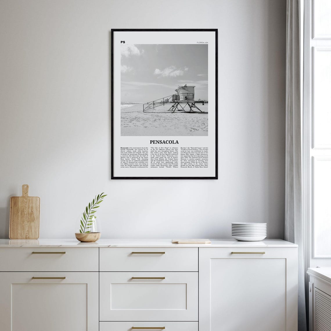 Pensacola Black And White Florida Travel Poster - Image 2