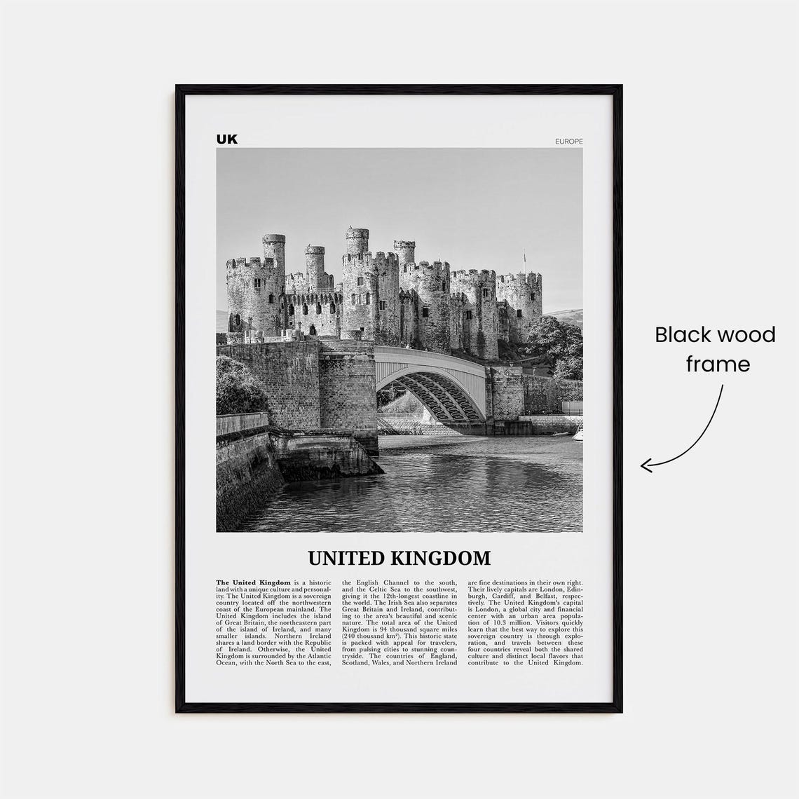 United Kingdom Print Black And White No 2 United Kingdom Wall Art United Kingdom Poster Uk Great Britain England Ireland Scotland - Image 3