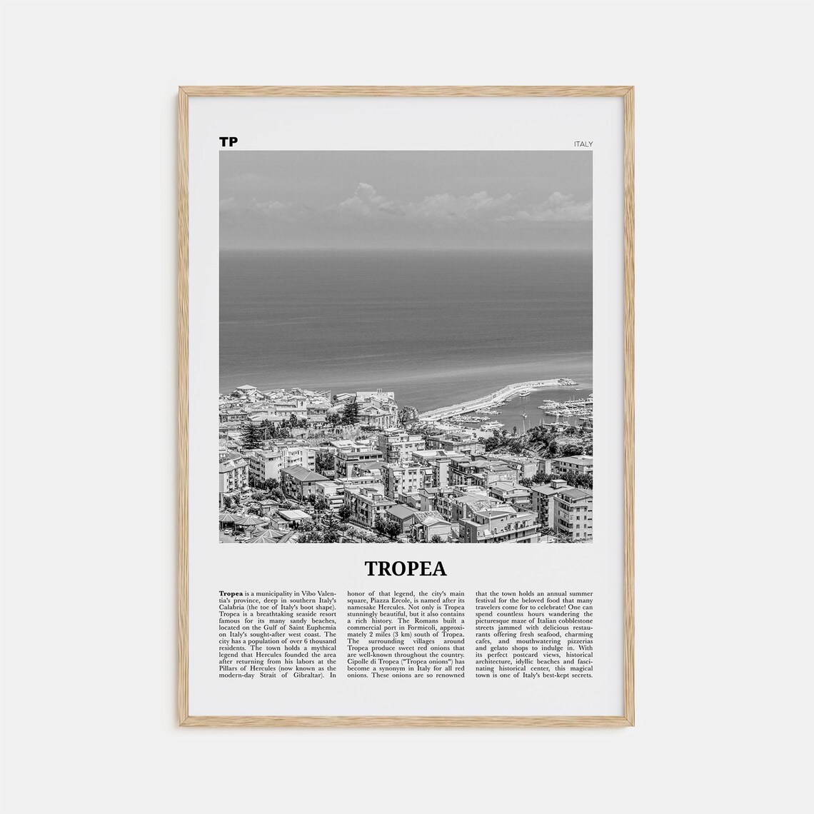 Tropea Black-And-White Travel Poster, Italy