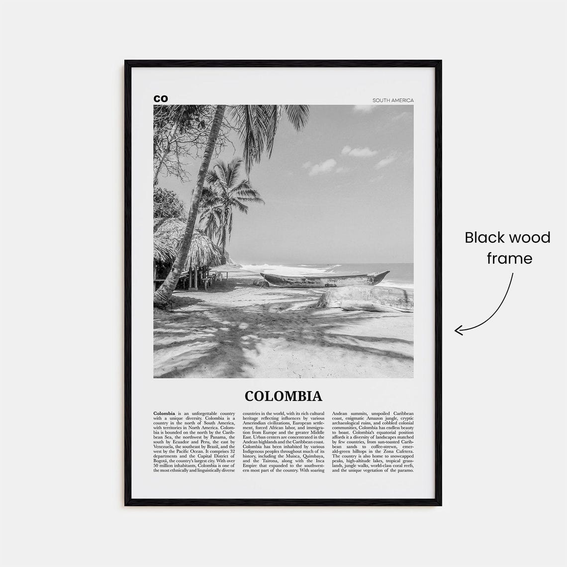 Colombia Print Black And White No 3 Colombia Wall Art Colombia Poster Colombia Photo Bogota Bogot Medellin Cali South America - Image 3