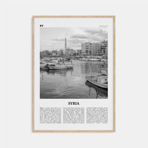 Syria Black and White Middle East Wall Art Print