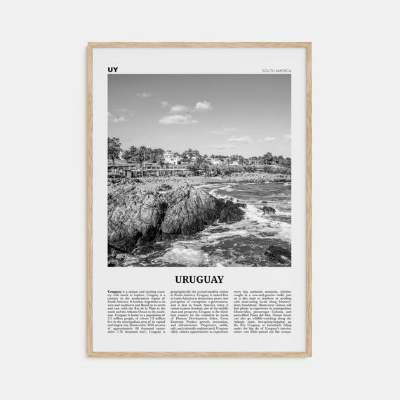 Uruguay Black and White Travel Poster, Montevideo