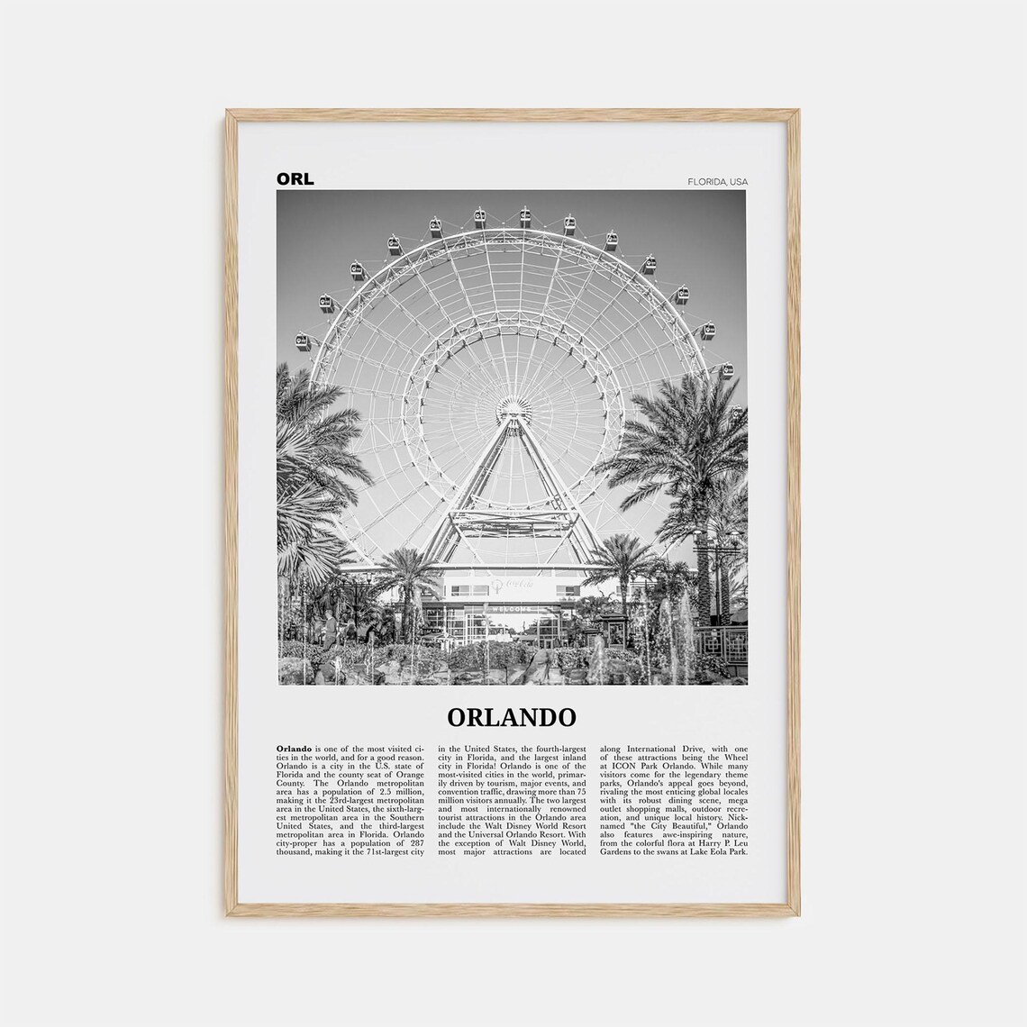 Orlando Print Black And White No 2 Orlando Wall Art Orlando Poster Orlando Photo Orlando Wall Decor Florida Usa United States