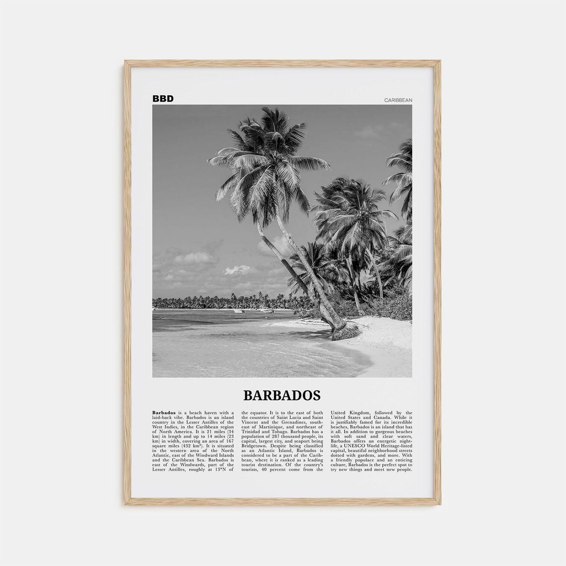 Barbados Black And White Travel Poster, No. 1