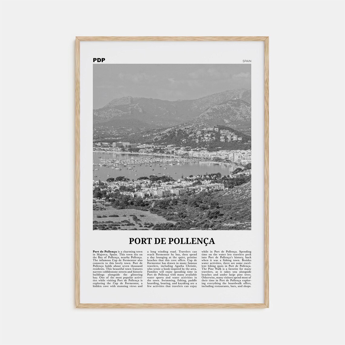 Port De Pollenca Black and White Travel Poster