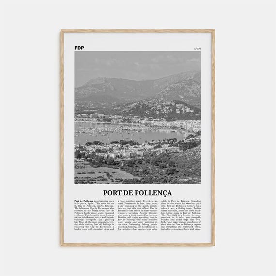 Port De Pollenca Black and White Travel Poster