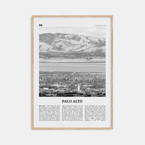 Palo Alto Black and White Travel Poster, California