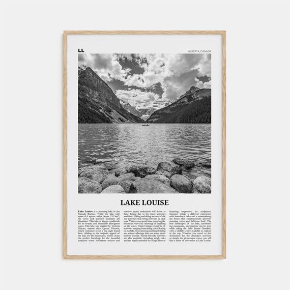 Lake Louise Print Black And White No 2 Lake Louise Wall Art Lake Louise Poster Lake Louise Photo Lake Louise Wall Dcor Alberta Canada