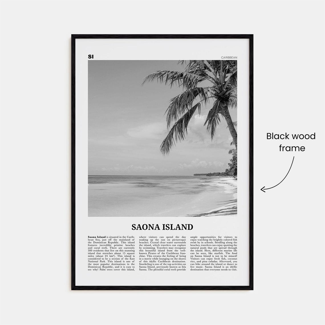 Saona Island Print Black And White Saona Island Wall Art Saona Island Poster Saona Island Photo Saona Island Wall Dcor Caribbean - Image 3
