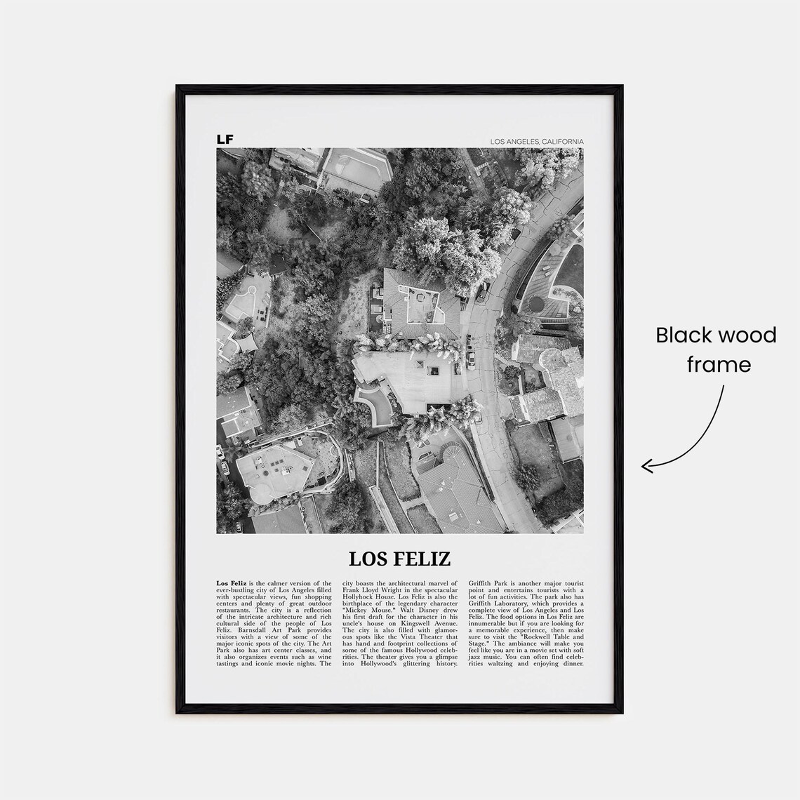 Los Feliz Black and White Art Print, Los Angeles - Image 3