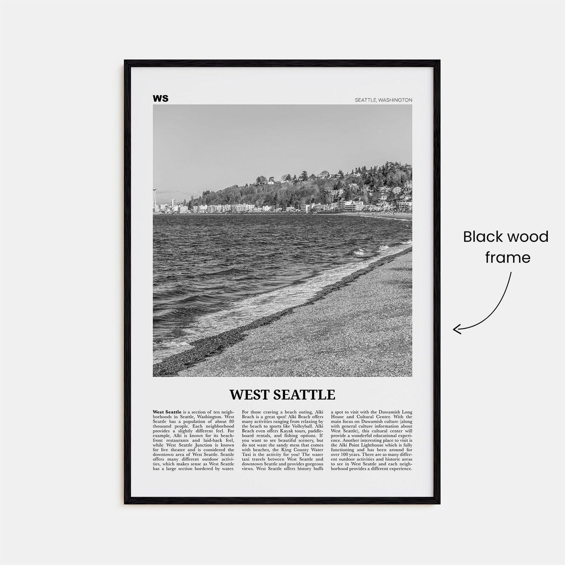 West Seattle Black And White Travel Poster - Image 3
