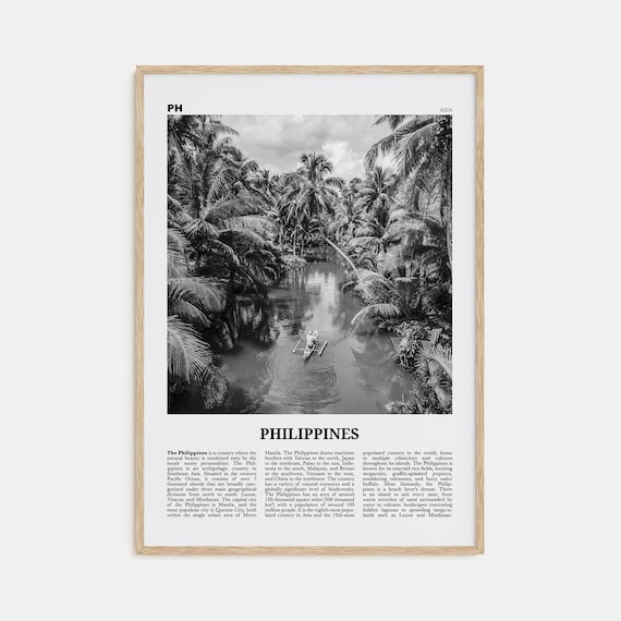 Philippines Black and White Travel Poster, Manila