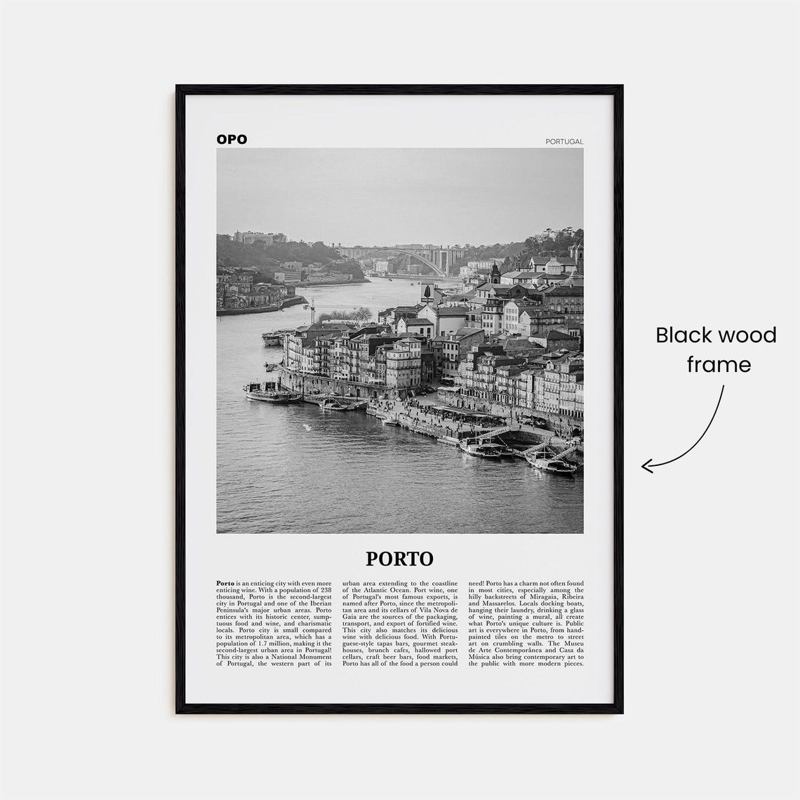 Porto Black and White Travel Poster, Portugal - Image 3