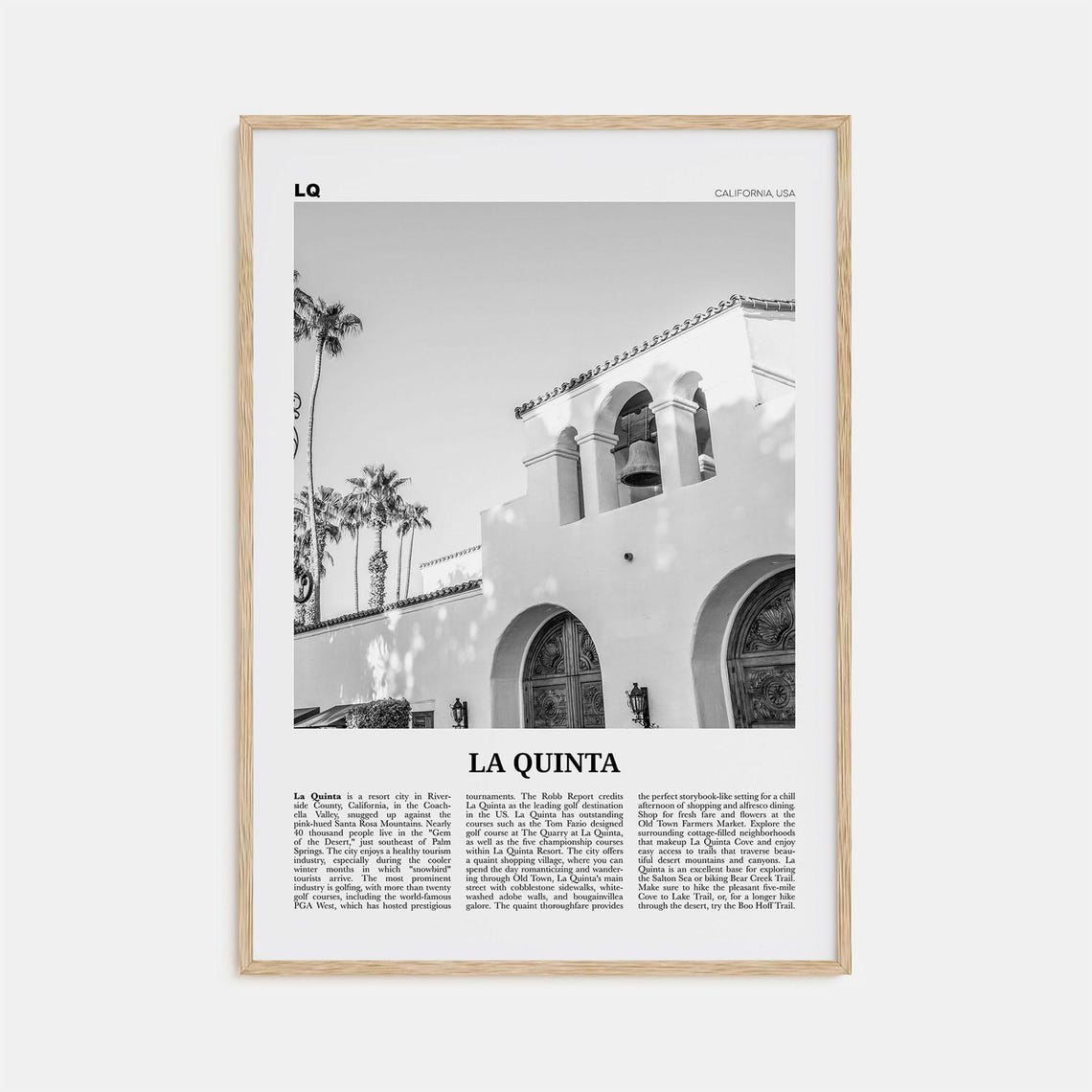 La Quinta Black and White Travel Poster, California