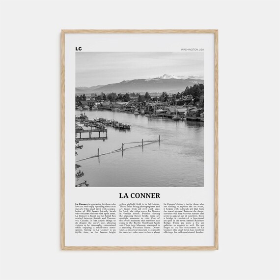 La Conner Black And White Travel Poster, Washington