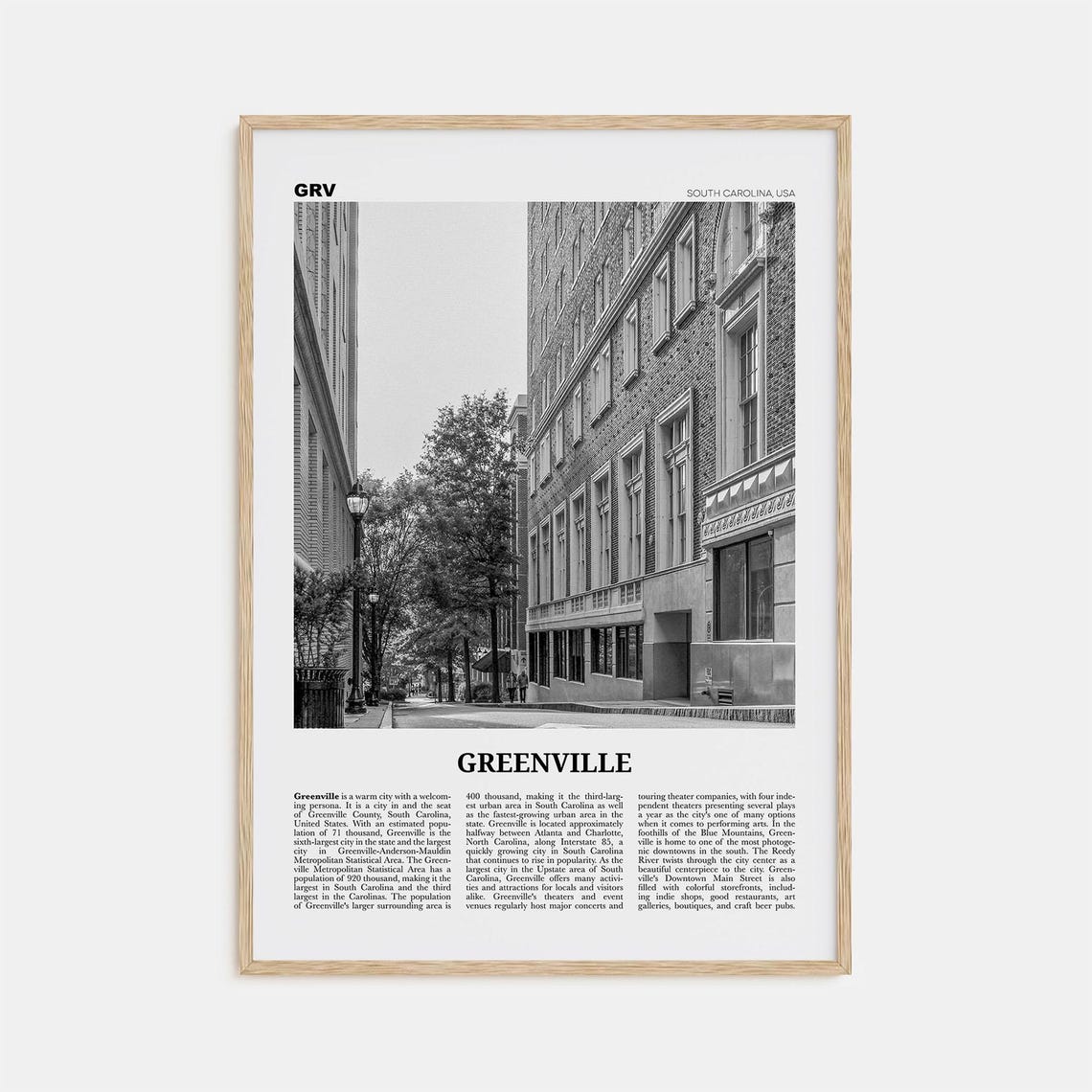 Greenville Print Black And White No 2 Greenville Wall Art Greenville Poster Greenville Photo South Carolina Usa United States