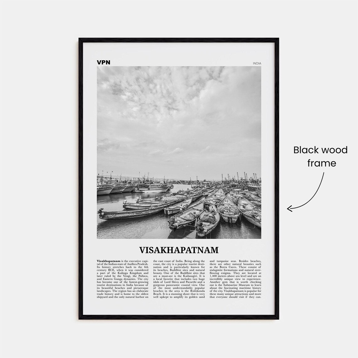 Visakhapatnam Black and White Travel Poster, India - Image 3
