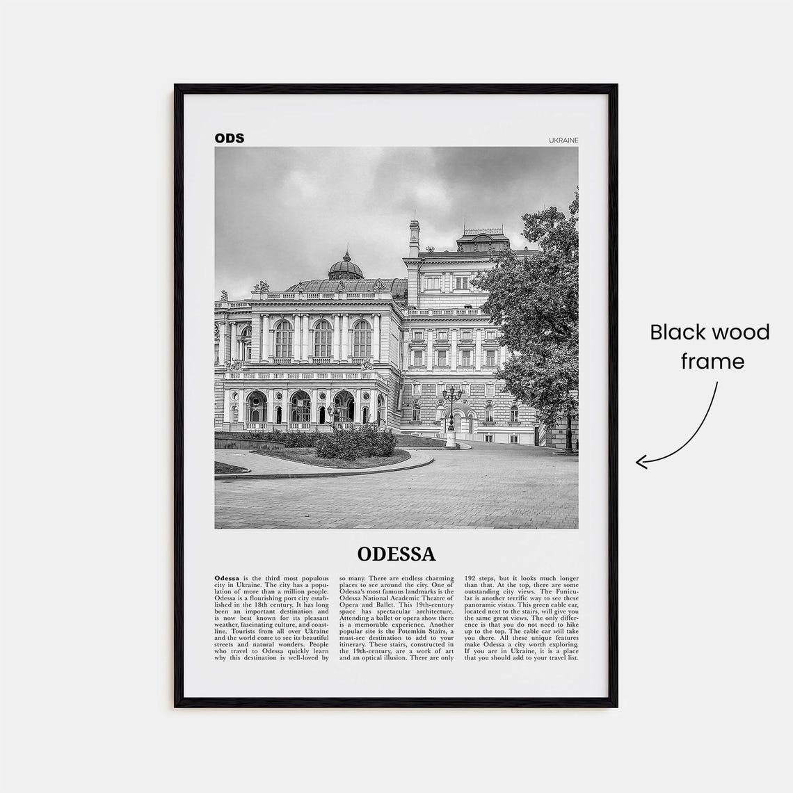 Odessa Black And White Travel Poster, Ukraine - Image 3