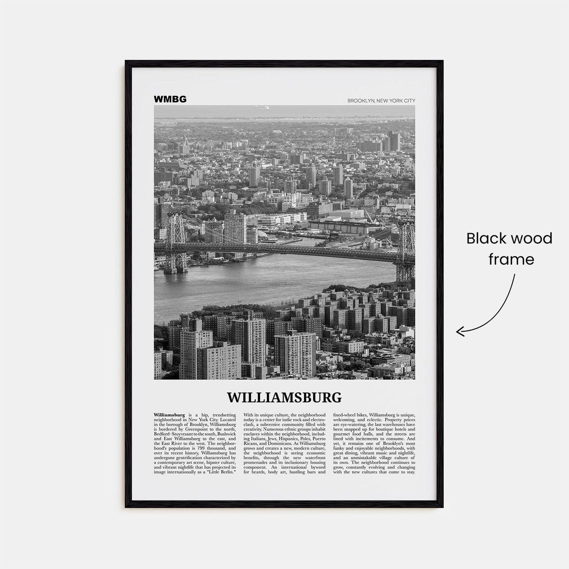 Williamsburg, New York Travel Poster, Black and White - Image 3