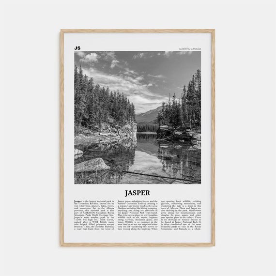 Jasper National Park Black And White Travel Poster